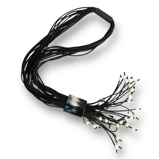 Collier Campi Flegrei in pelle nera- I QUARTIERI DI NAPOLI