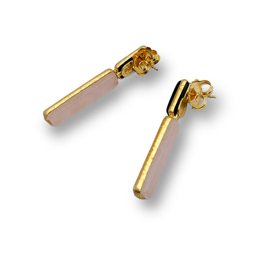 Orecchini con Quarzo Rosa e Onice