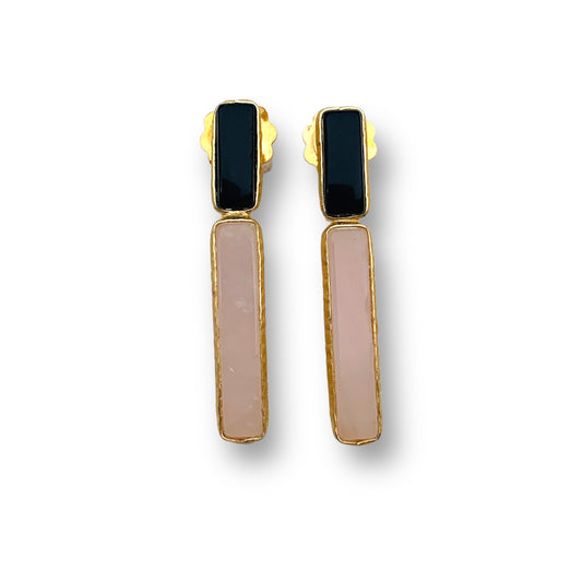 Orecchini con Quarzo Rosa e Onice