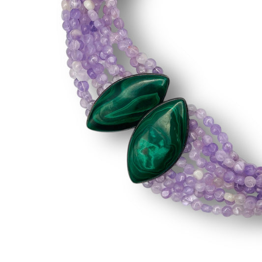Collier Multifilo con Ametista e Malachite