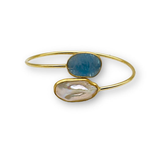 Bracciale con Acquamarina e Perla
