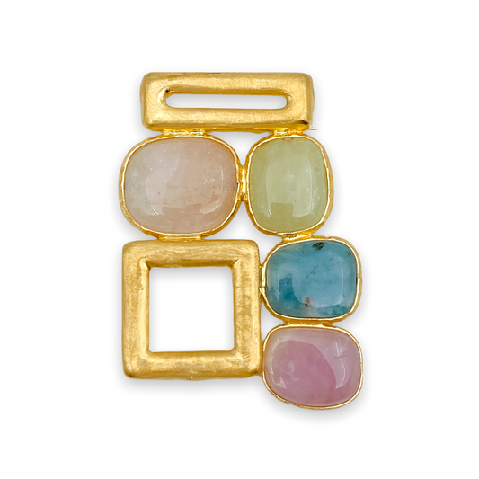 Spilla in Argento Dorato 925 e Pietre Naturali