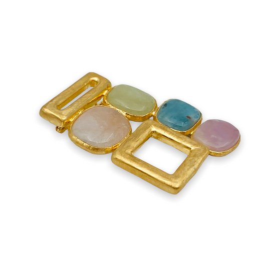 Spilla in Argento Dorato 925 e Pietre Naturali