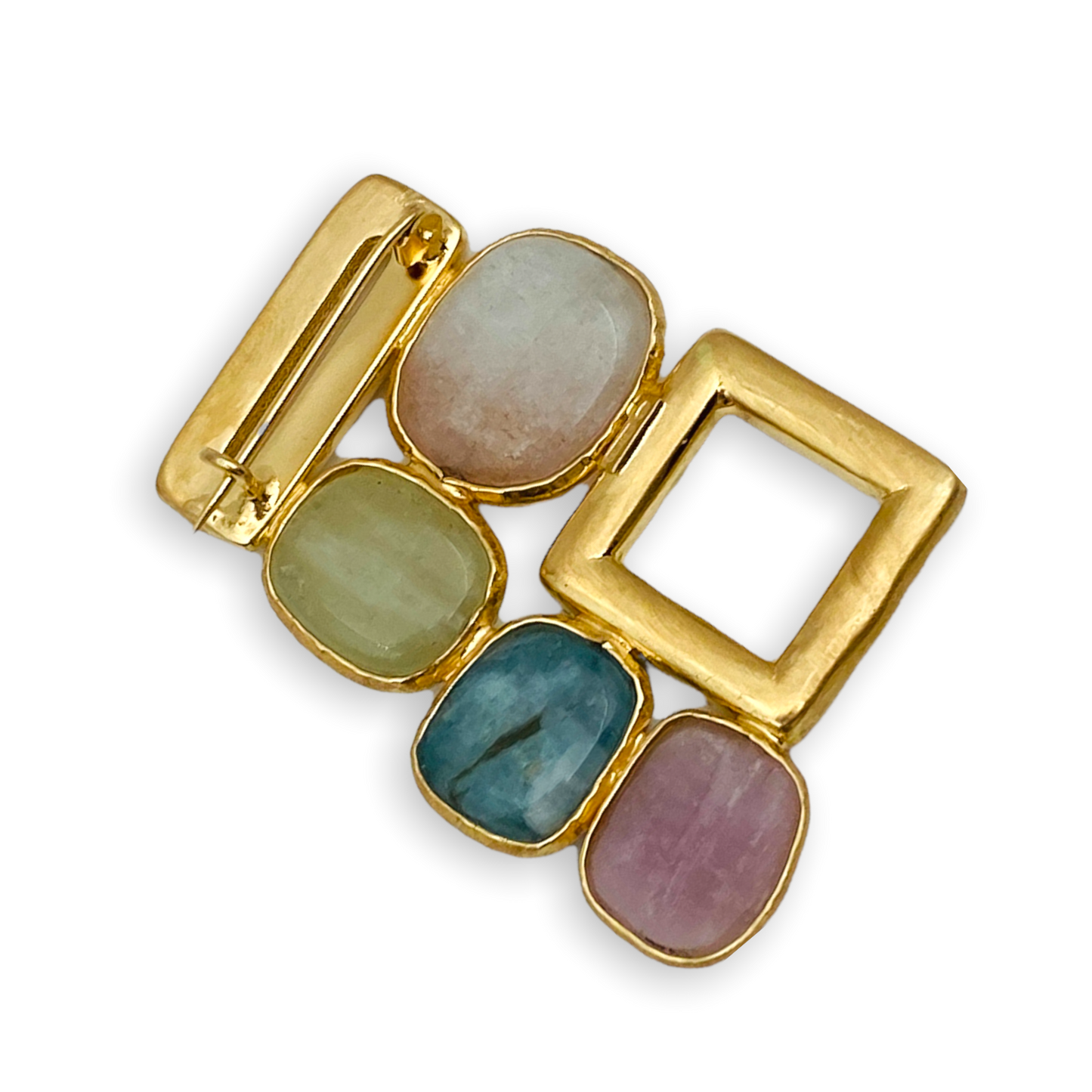 Spilla in Argento Dorato 925 e Pietre Naturali