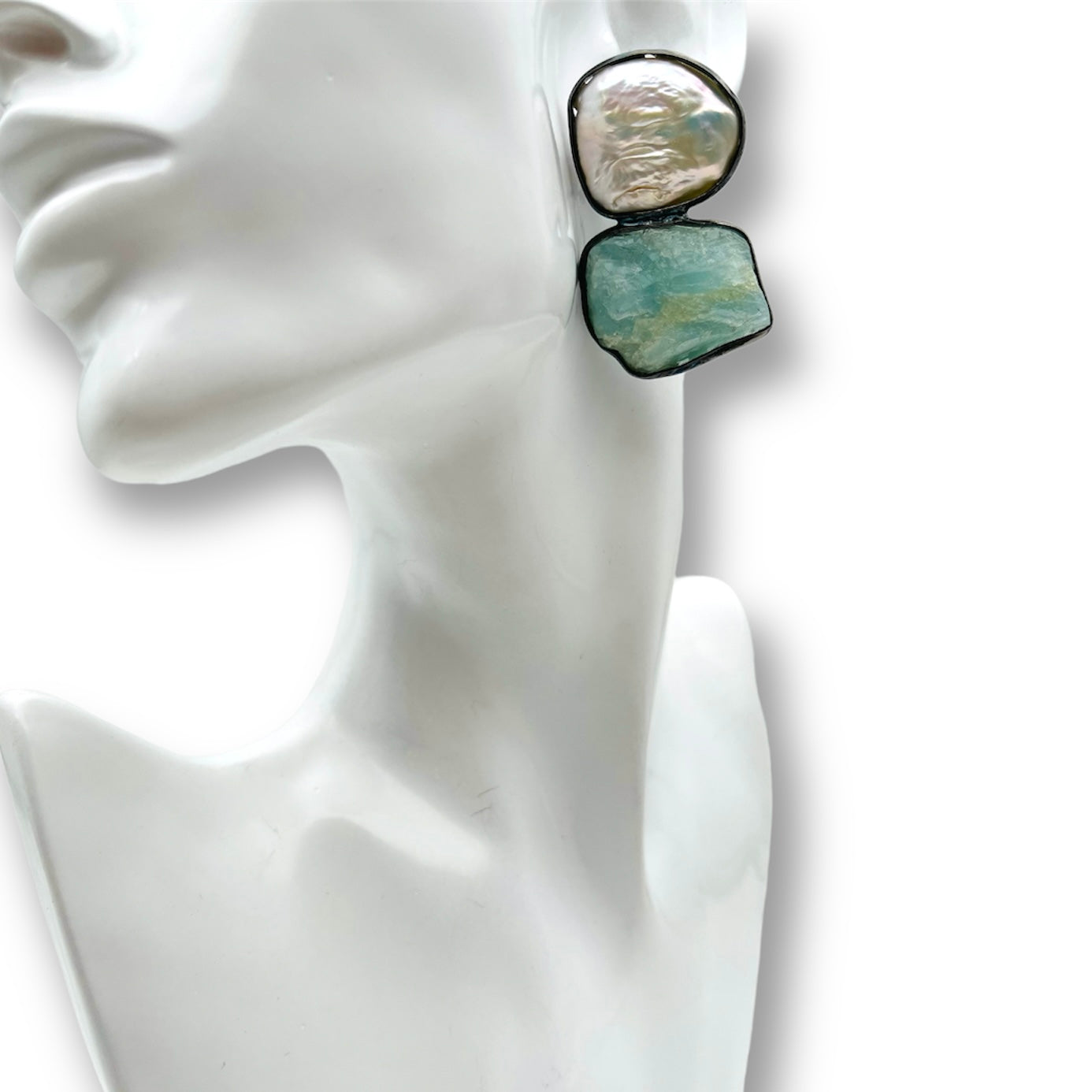 Orecchini con Perle Coltivate e Acquamarina