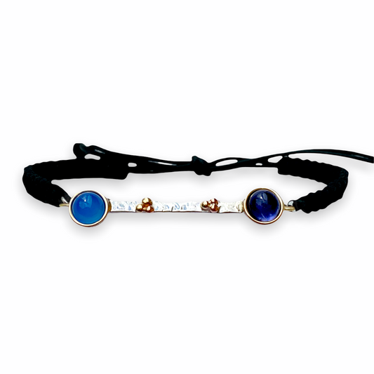 Bracciale "Chimera" in Argento Bianco 925, Oro e Pietre Naturali