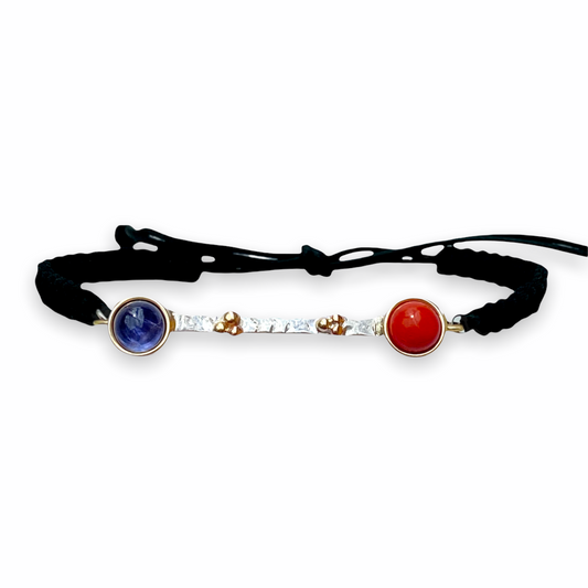 Bracciale "Chimera" in Argento Bianco 925, Oro e Pietre Naturali