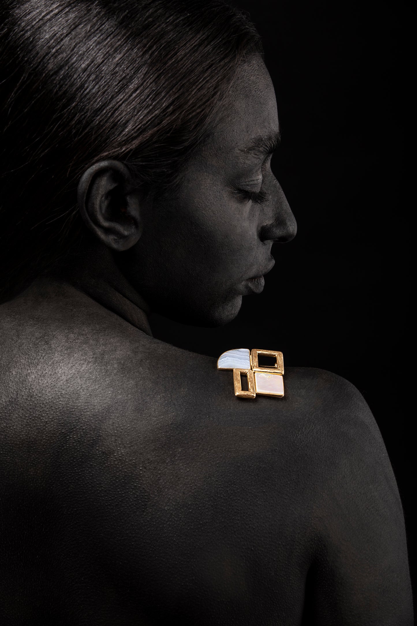 Spilla in Argento Dorato 925 e Pietre Naturali