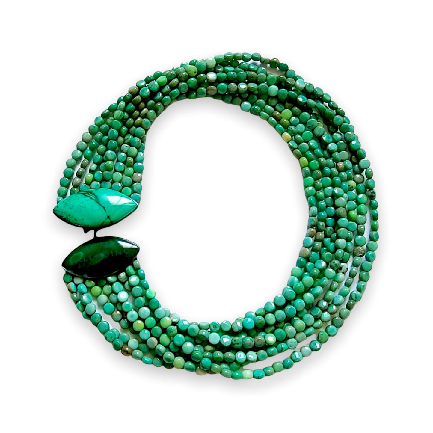 Collier in Argento Nero 925 - Crisoprasio e Malachite