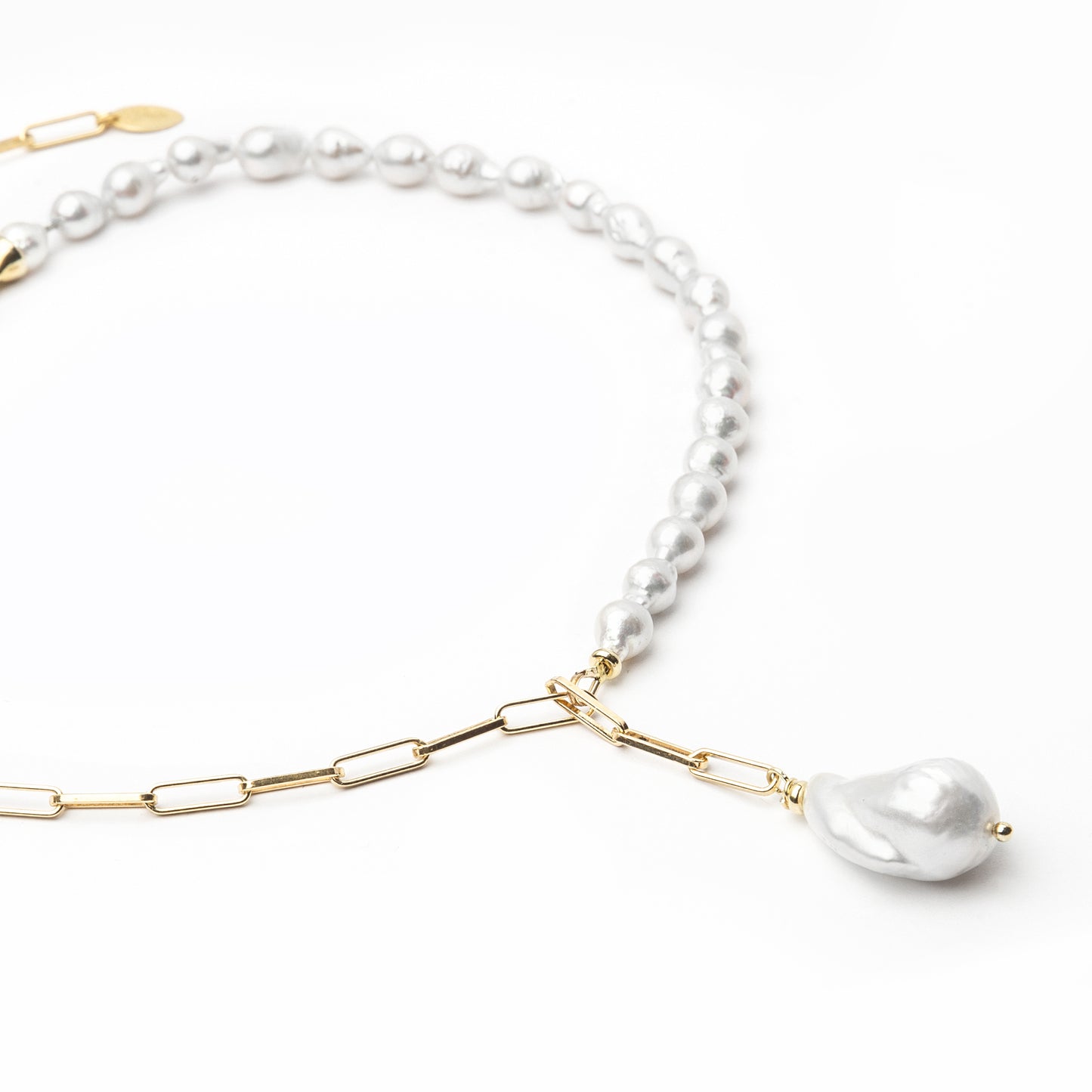 Collana "Andromeda Cometa" in Argento Dorato 925 e Perle