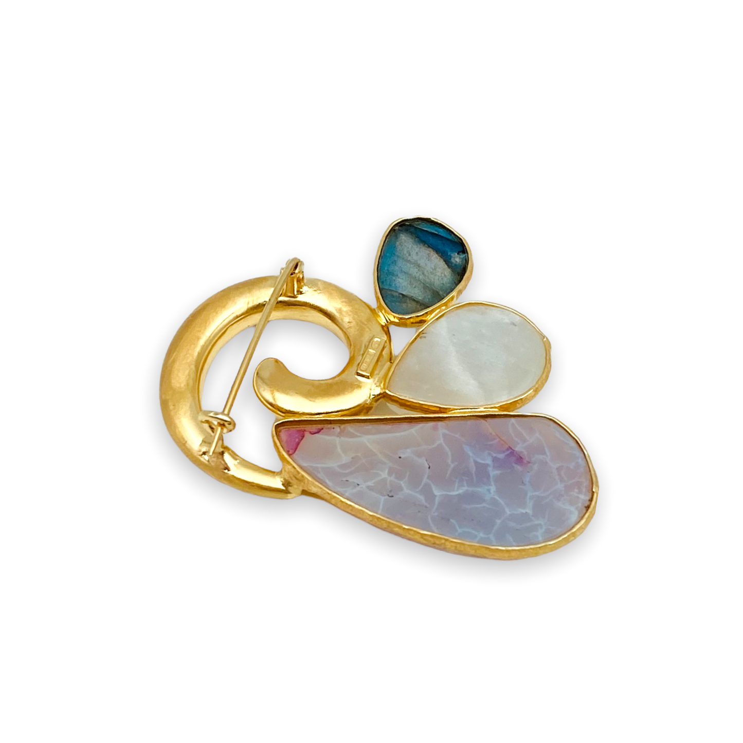 Spilla in argento dorato 925 con Opale e Labradorite