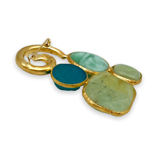 Spilla in argento dorato 925 con Quarzo e Berillo