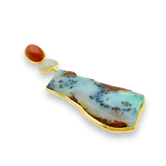 Amuleto Natura-Pietra di luna e Crisoprasio