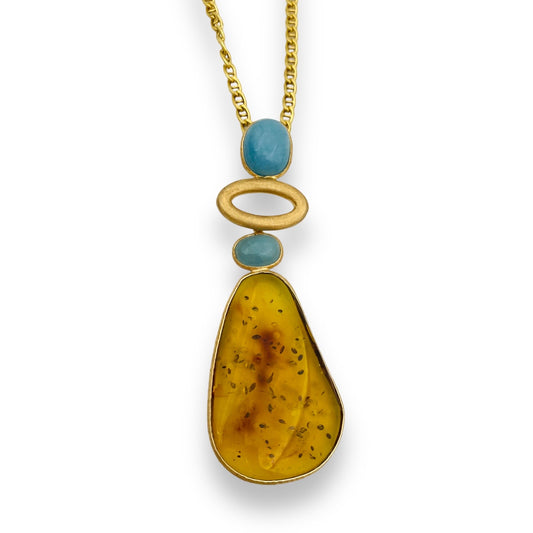 Amuleto Equilibrio- Ambra e Acquamarina