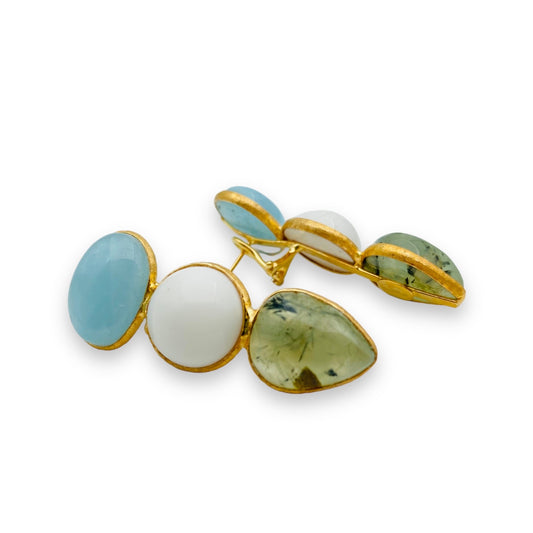 Orecchini Goccia- Acquamarina e Quarzi