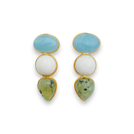 Orecchini Goccia- Acquamarina e Quarzi