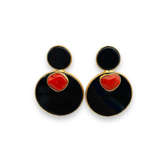 Orecchini Donna- Onice e Corallo