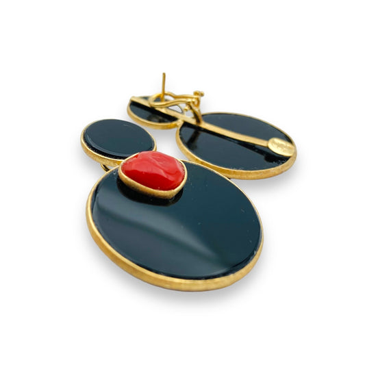 Orecchini Donna- Onice e Corallo