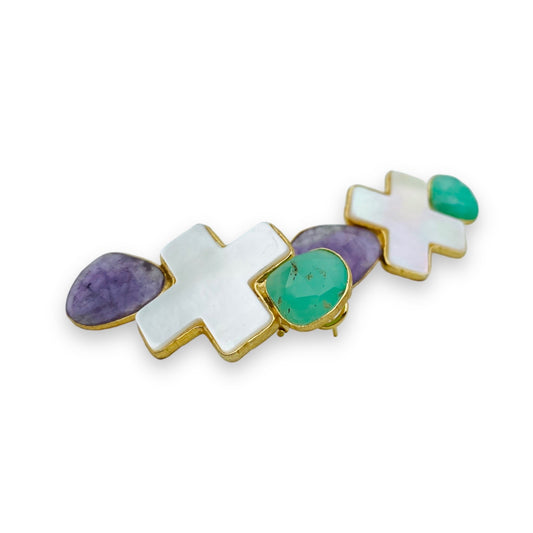 Orecchini ¡NO! -Crisoprasio, Madreperla e Ametista