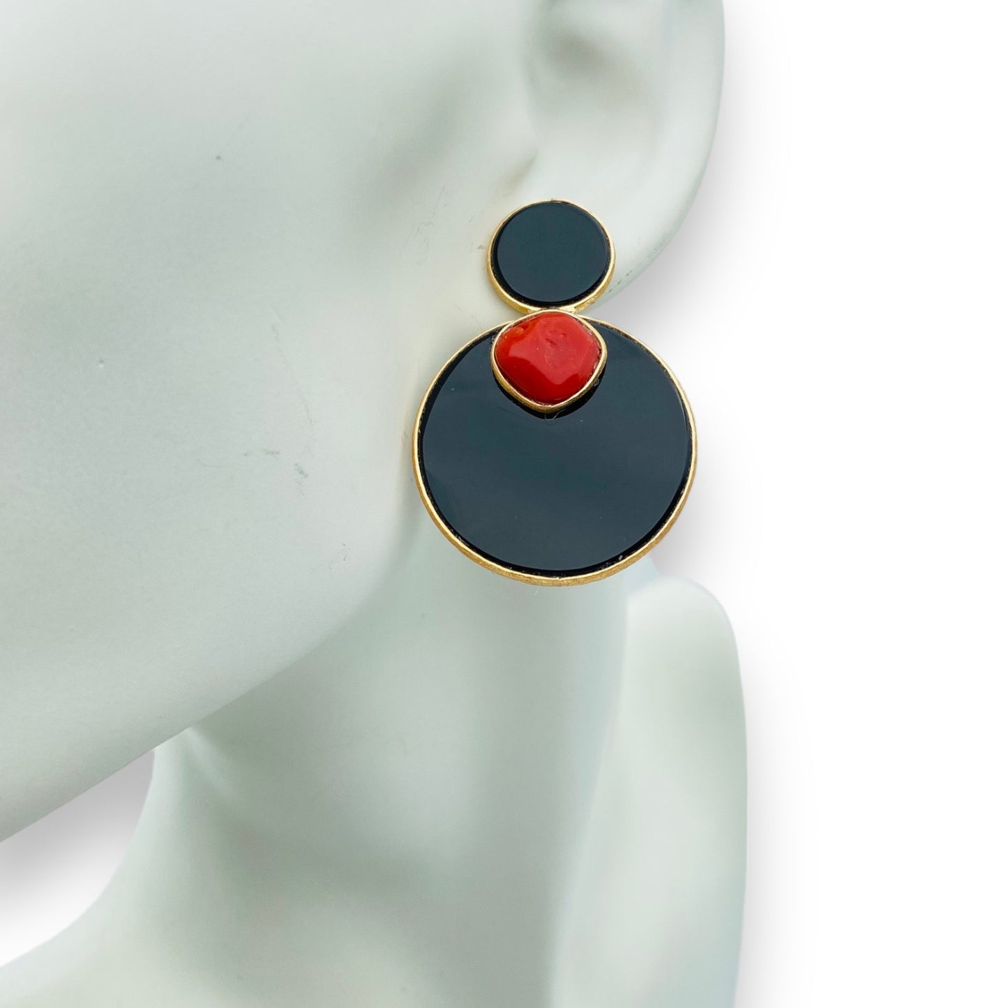 Orecchini Donna- Onice e Corallo