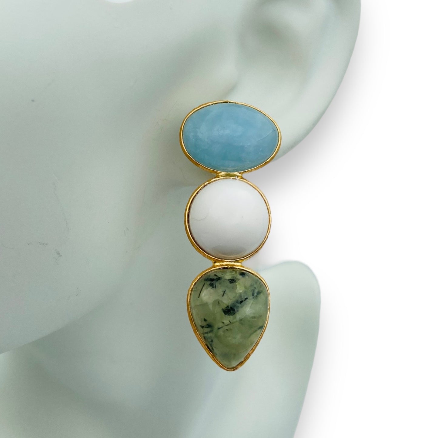 Orecchini Goccia- Acquamarina e Quarzi