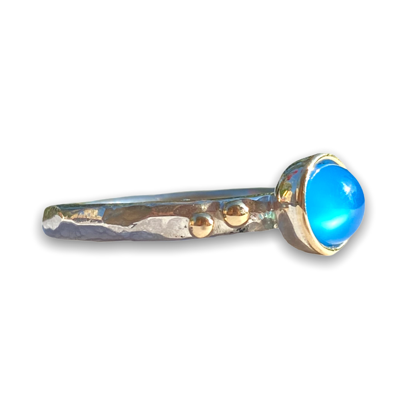 Anello "Chimera" in Argento Bianco 925, Oro 9Kt e Pietre Naturali