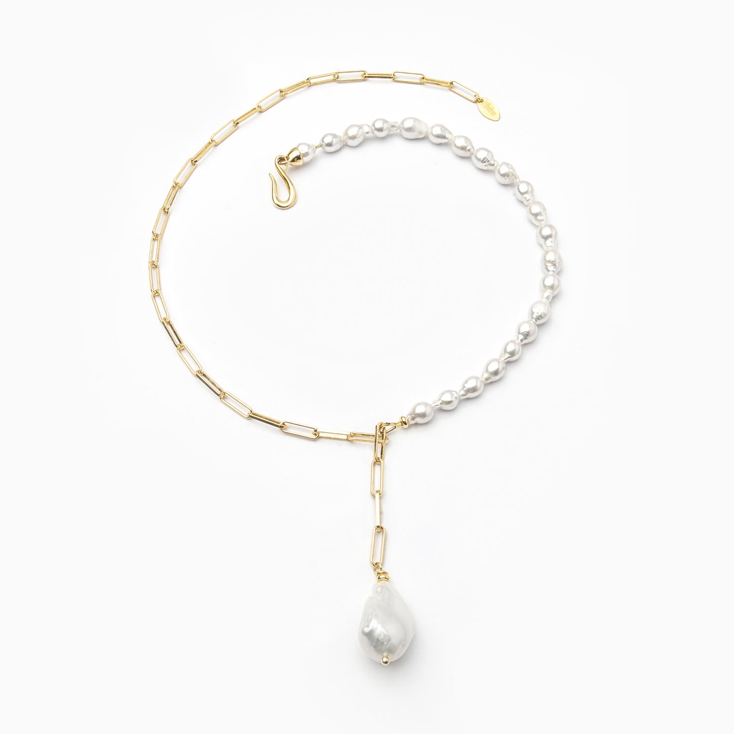 Collana "Andromeda Cometa" in Argento Dorato 925 e Perle