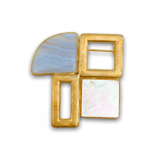 Spilla in Argento Dorato 925 e Pietre Naturali