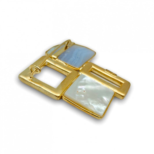 Spilla in Argento Dorato 925 e Pietre Naturali