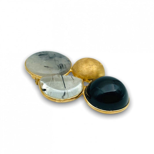 Spilla in Argento Dorato 925 e Pietre Naturali