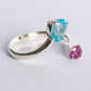 Anello "Andromeda" in Argento Rodiato - Topazio Azzurro